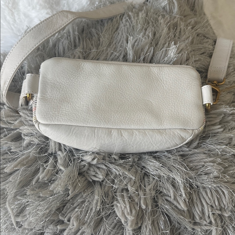 HOBO Cream Leather Crossbody Belt Bag with Subtle Multi-Color Stripe - Picture 6 of 7